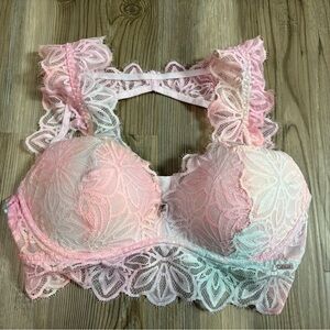 Pink  Multicolored Lace Bralette Sz Small